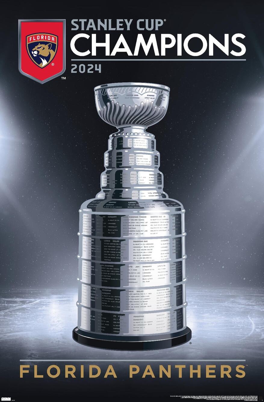 NHL Florida Panthers 2024 Stanley Cup Champions Wall Poster 34L"x 22.4" Unframed